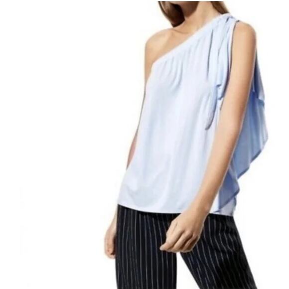Aritzia Babaton Blue Wilmer One Shoulder Flowy Swing Loose Drape Top Women's M - Picture 1 of 8